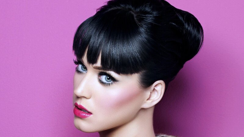 Woman with Dark Hair — Pink, Dramatic, Photograph, Bangs, Makeup, Pink Background