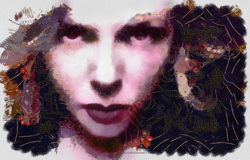 Woman with Dark Hair — Purple, Dramatic, Digital Art, Earrings