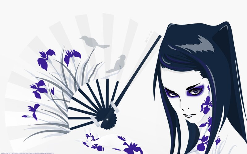 Woman with Dark Hair — Purple, Dramatic, Digital Art, Fan