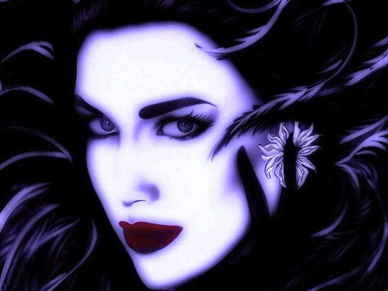 Woman with Dark Hair — Purple, Dramatic