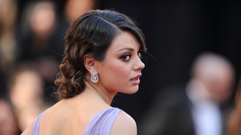 Woman with Dark Hair — Purple, Formal, Photograph, Earring, Dress