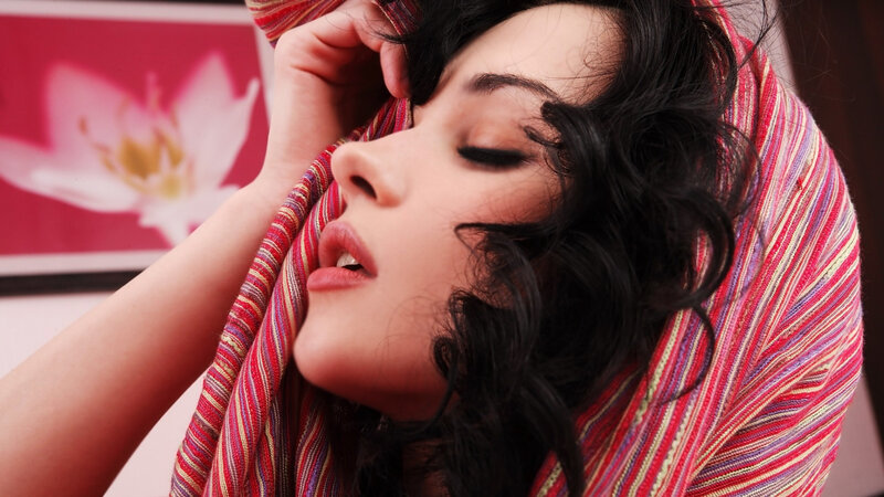 Woman with Dark Hair — Red, Calm