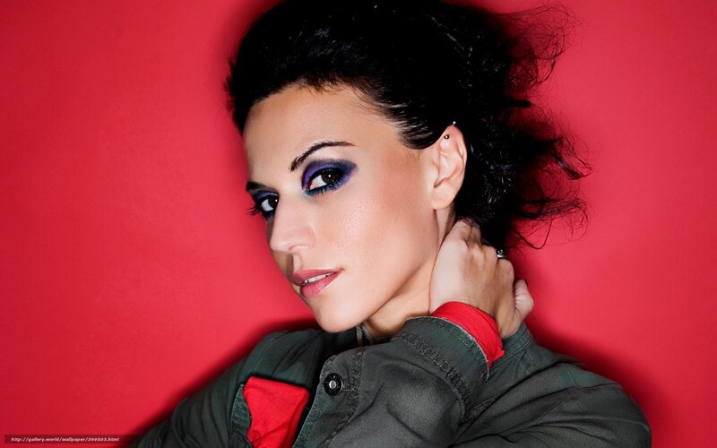 Woman with Dark Hair — Red, Dramatic, Photograph, Jacket