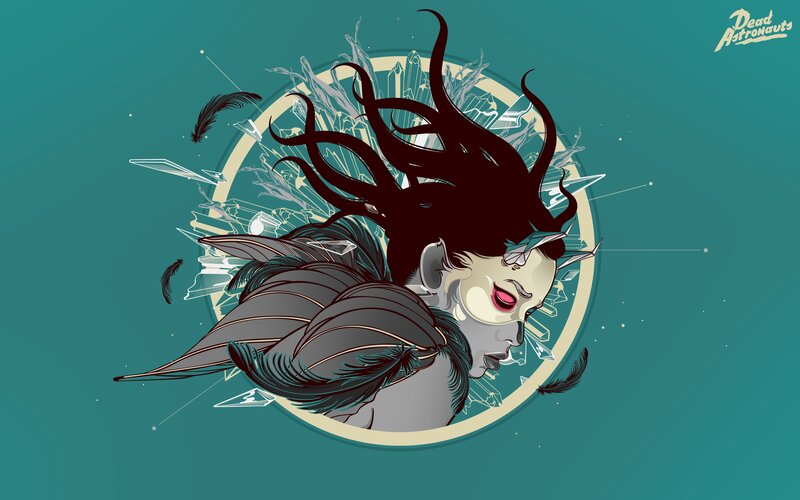 Woman with Dark Hair — Teal, Dramatic, Digital Art