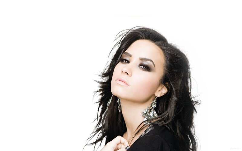 Woman with Dark Hair — White, Dramatic, Photograph, Earrings, Makeup, Black Top, Black