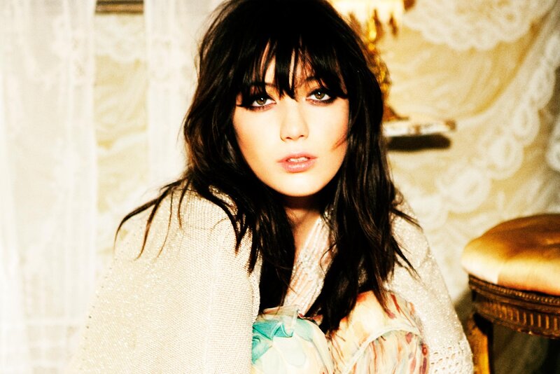 Woman with Dark Hair — White, Dramatic, Photograph, Lace Curtain