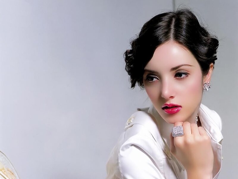 Woman with Dark Hair — White, Dramatic