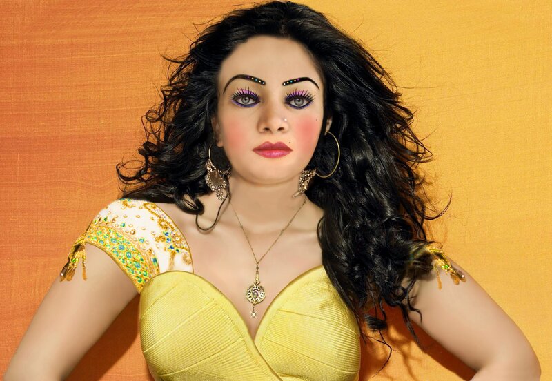 Woman with Dark Hair — Yellow, Dramatic, Photograph, Makeup
