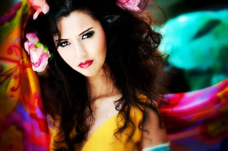 Woman with Dark Hair — Yellow, Dramatic