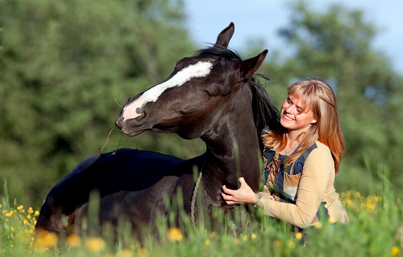 Woman with Dark Horse — Green