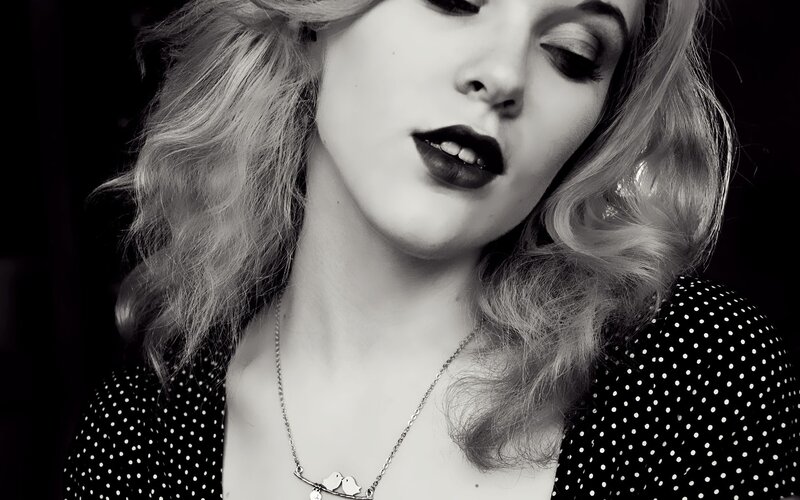 woman with dark lipstick