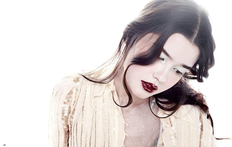 woman with dark lipstick