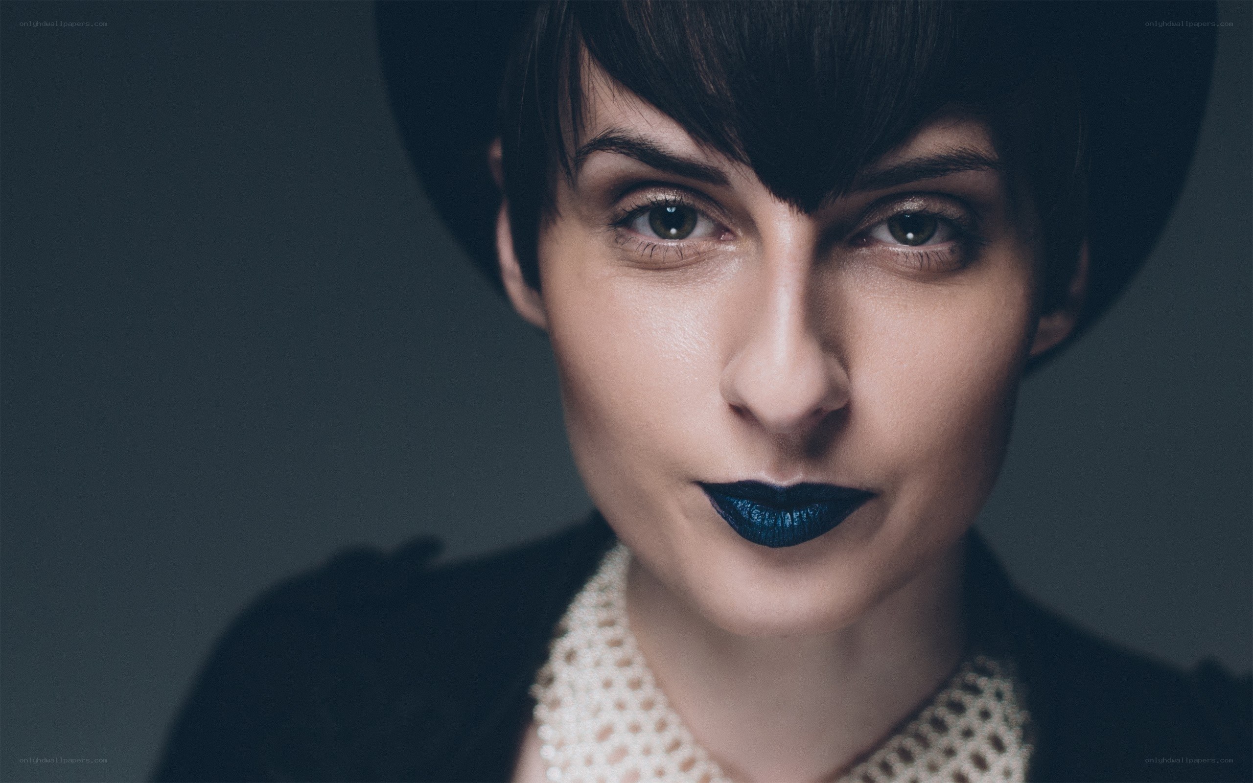 woman with dark lipstick