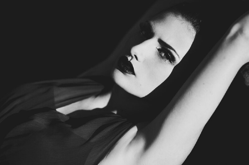 Woman with Dark Lipstick — Black, Dramatic