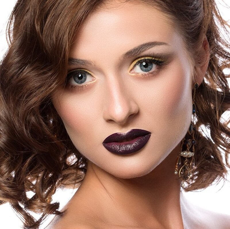 Woman with Dark Lipstick — Brown, Dramatic