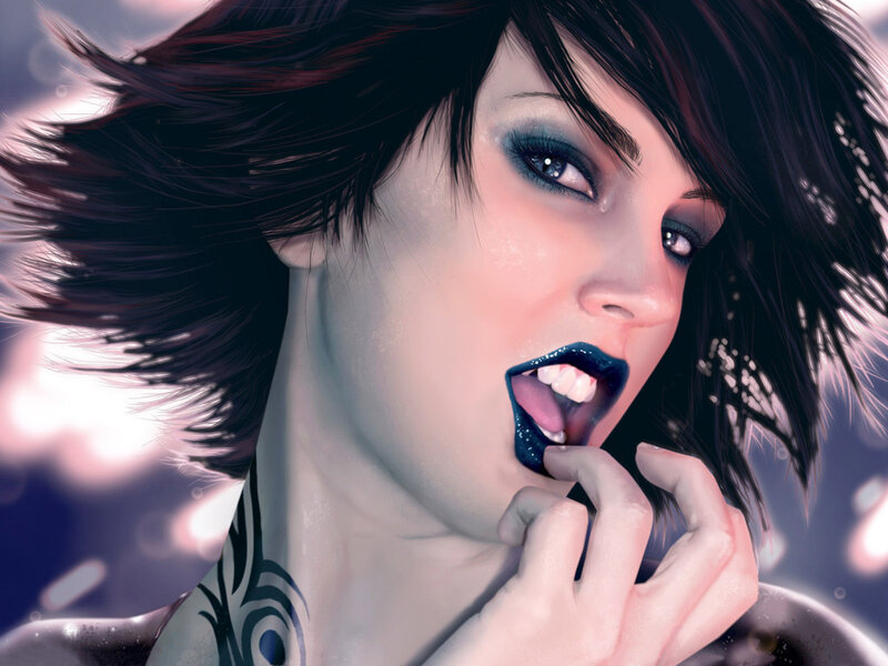 woman with dark makeup and tattoo