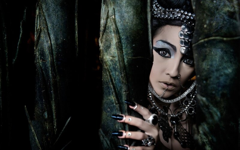 Woman with Dark Makeup — Black, Dramatic, Night, Photograph, Jewelry