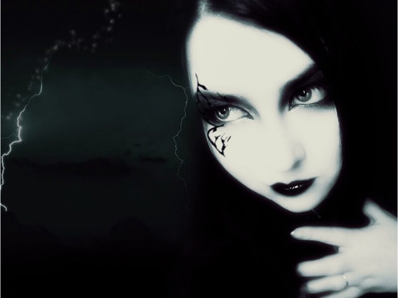 Woman with Dark Makeup — Black, Dramatic, Night, Photograph, Lightning