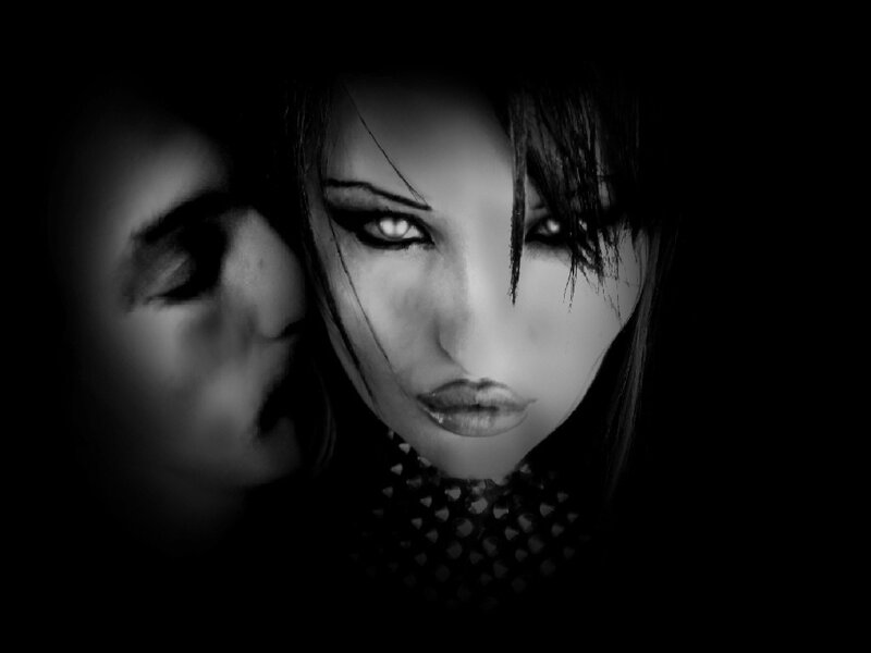 Woman with Dark Makeup — Black, Dramatic, Photograph, Face, Eyes, Hair
