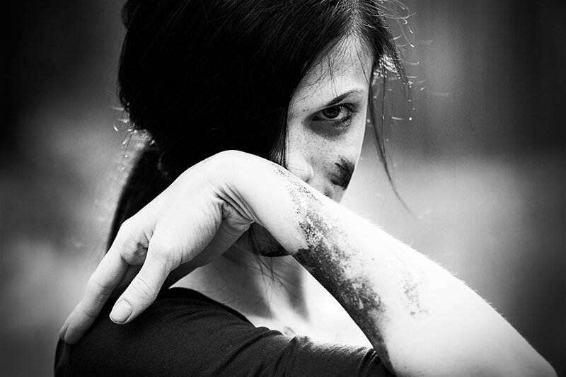 Woman with Dark Makeup — Black, Dramatic, Photograph, Face