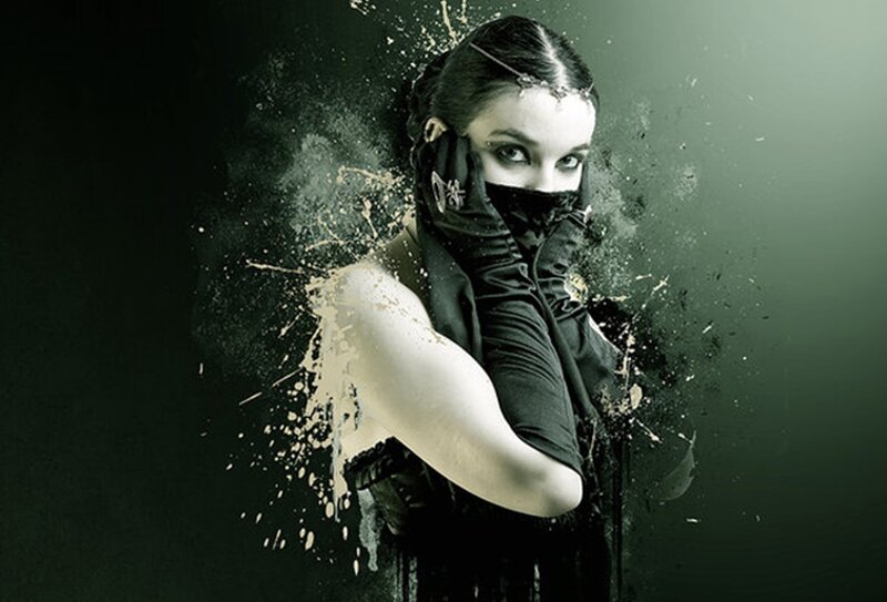 Woman with Dark Makeup — Black, Dramatic, Photograph, Gloves