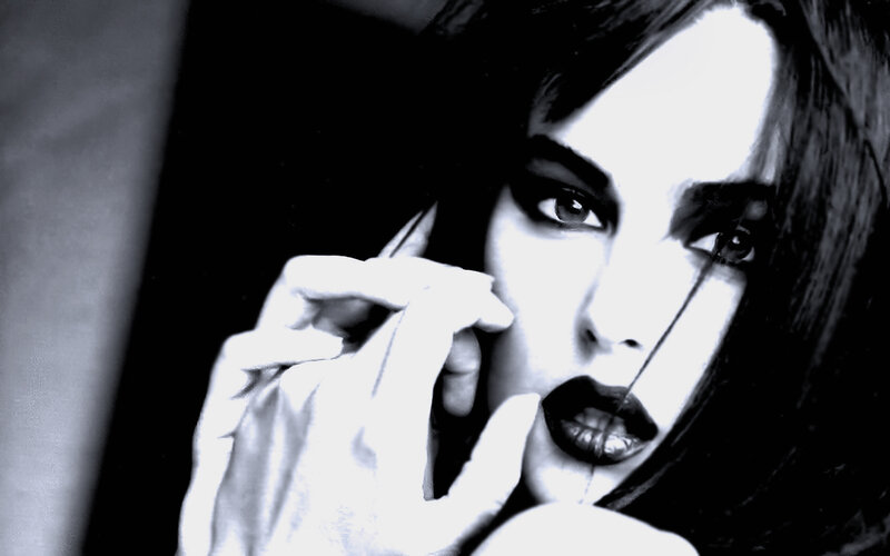 Woman with Dark Makeup — Black, Dramatic, Photograph, Hand
