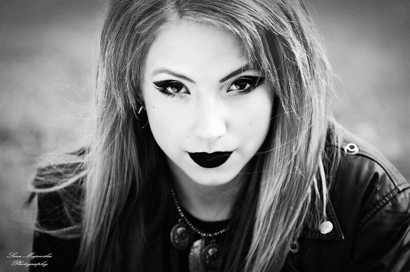 Woman with Dark Makeup — Black, Dramatic, Photograph, Jacket