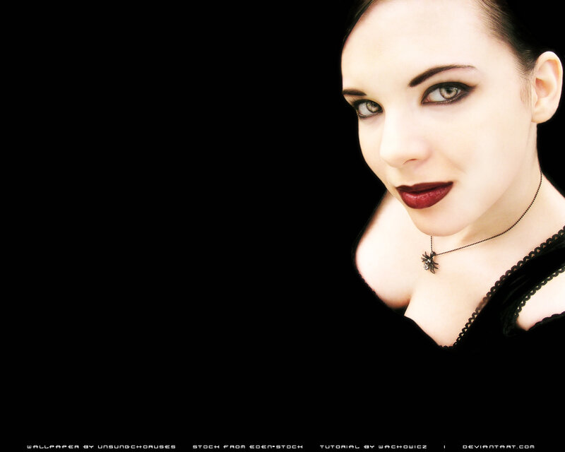 Woman with Dark Makeup — Black, Dramatic, Photograph, Necklace, Dark Lipstick