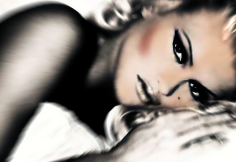 Woman with Dark Makeup — Black, Dramatic, Photograph, Pillow