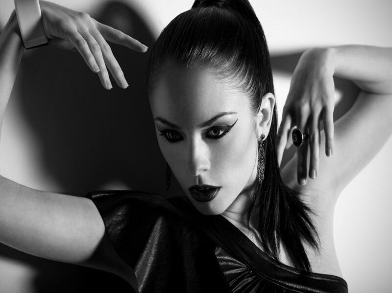 Woman with Dark Makeup — Black, Dramatic, Photograph, Ring
