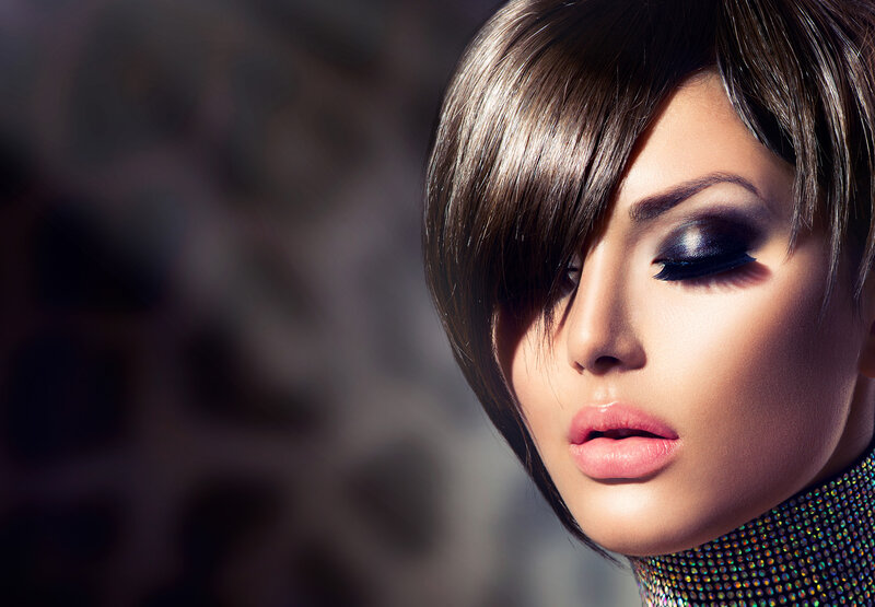 Woman with Dark Makeup — Black, Dramatic, Photograph, Short Hair