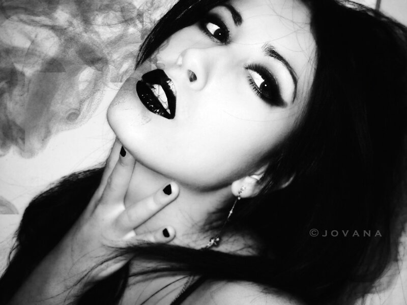 Woman with Dark Makeup — Black, Dramatic, Photograph, Smoke, Earring