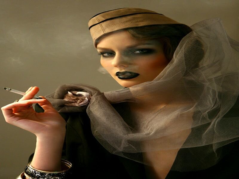 Woman with Dark Makeup — Black, Dramatic
