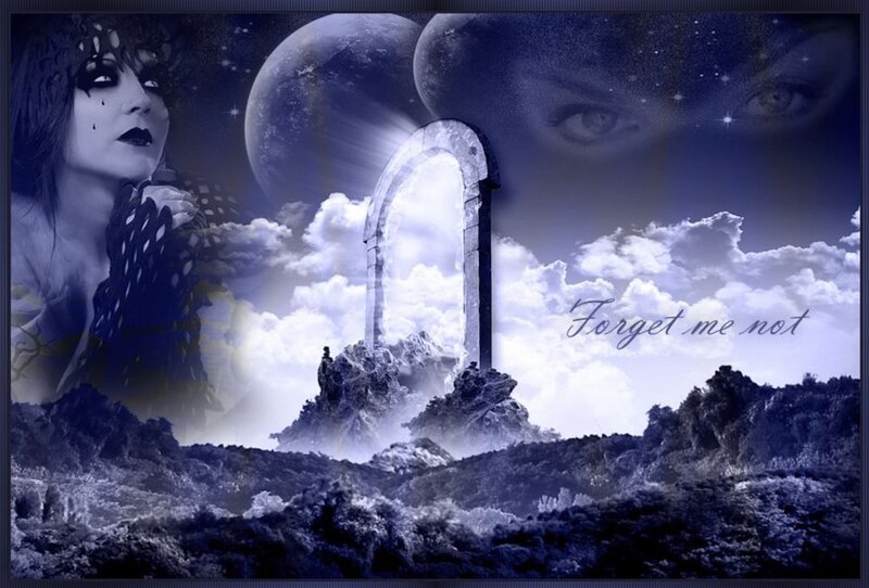 Woman with Dark Makeup — Blue, Dramatic, Night, Digital Art, Moon