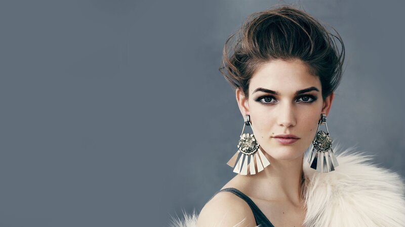 Woman with Dark Makeup — Gray, Dramatic, Photograph, Earrings