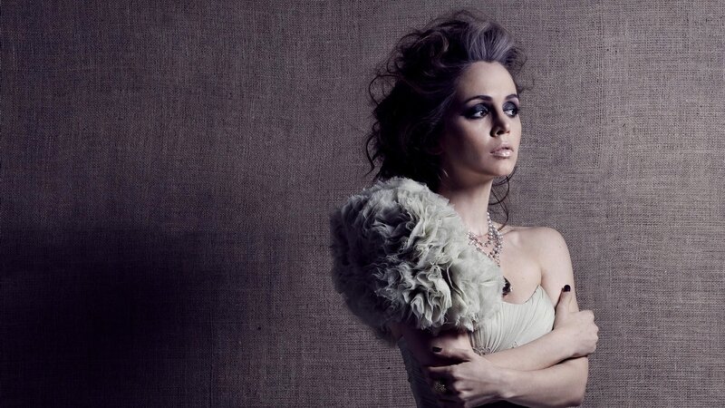 Woman with Dark Makeup — Gray, Dramatic, Photograph, Feather Boa