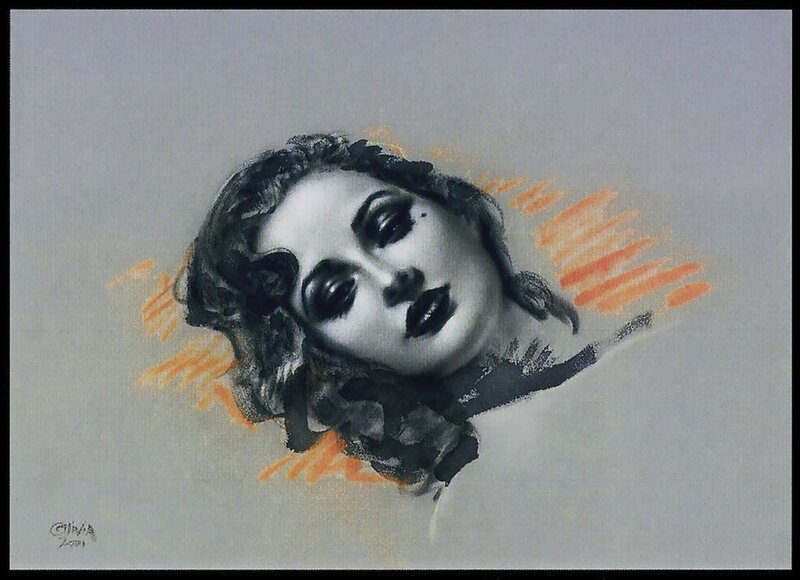 Woman with Dark Makeup — Gray