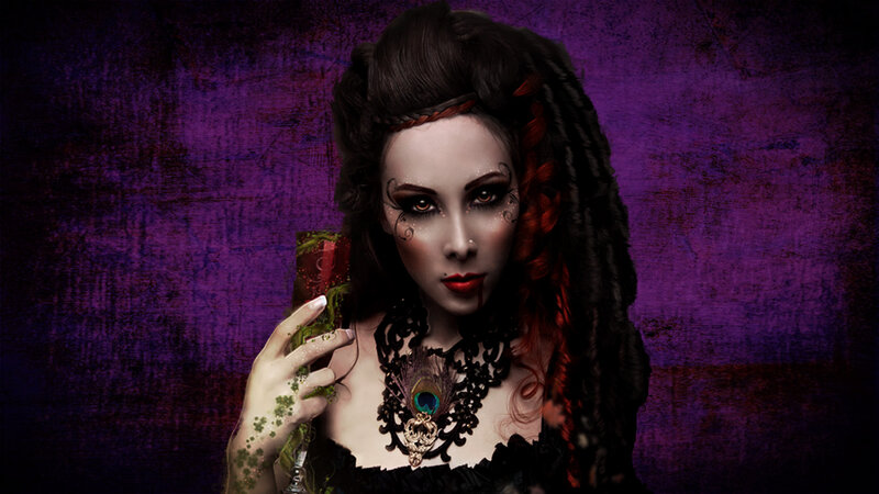 Woman with Dark Makeup — Purple, Digital Art