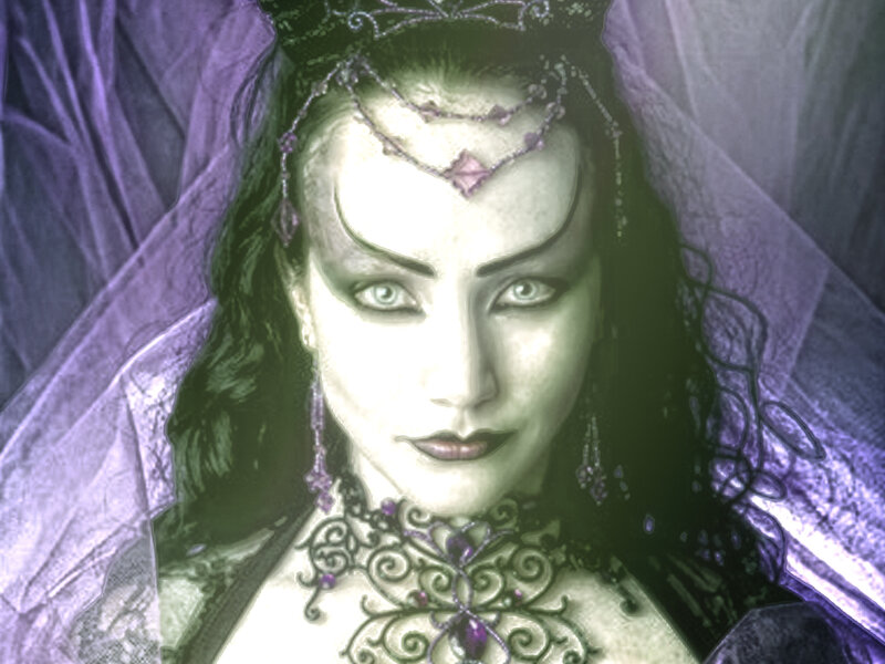 Woman with Dark Makeup — Purple, Dramatic, Digital Art