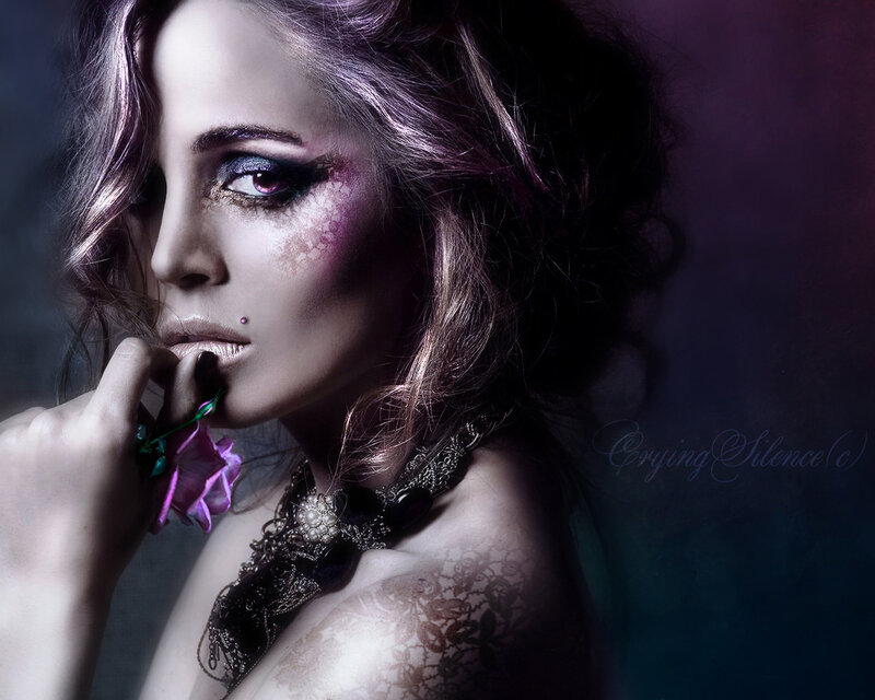 Woman with Dark Makeup — Purple, Dramatic, Night
