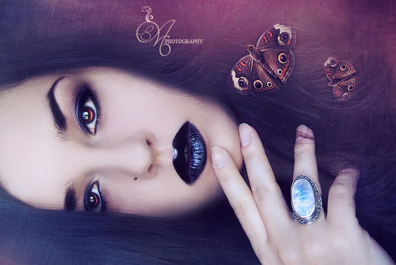 Woman with Dark Makeup — Purple, Dramatic, Photograph
