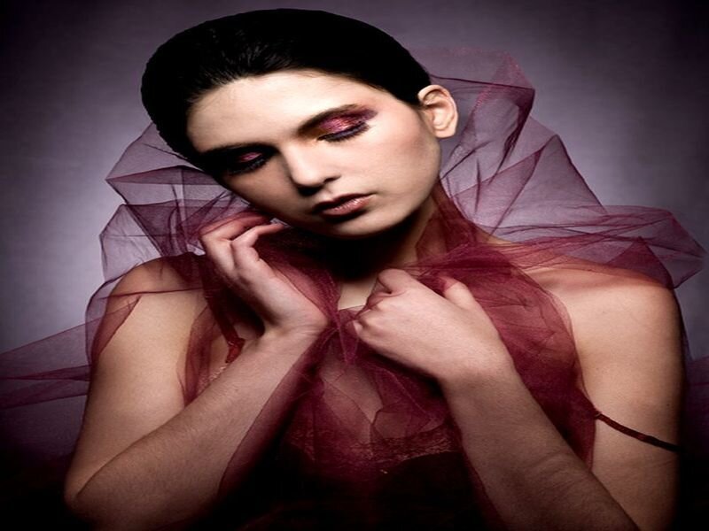 Woman with Dark Makeup — Purple