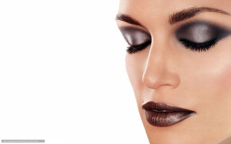 Woman with Dark Makeup — White, Dramatic, Photograph