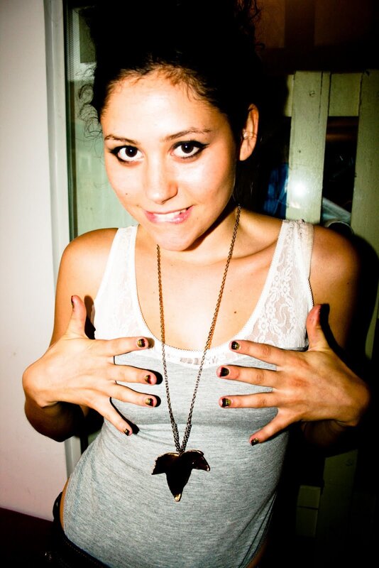 woman with dark nail polish