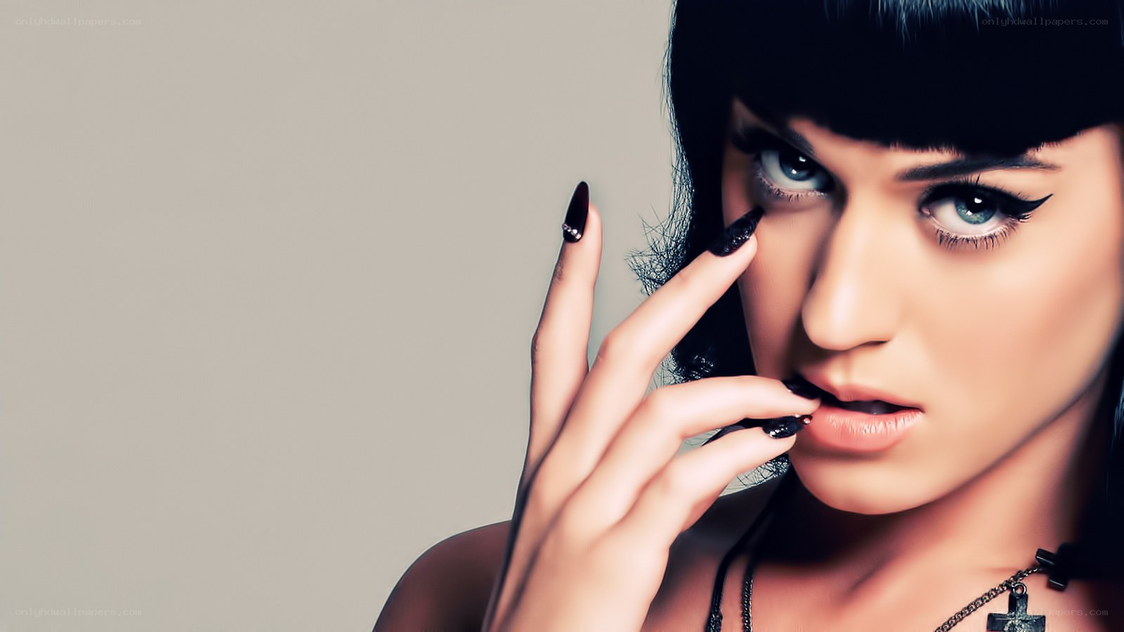 woman with dark nails