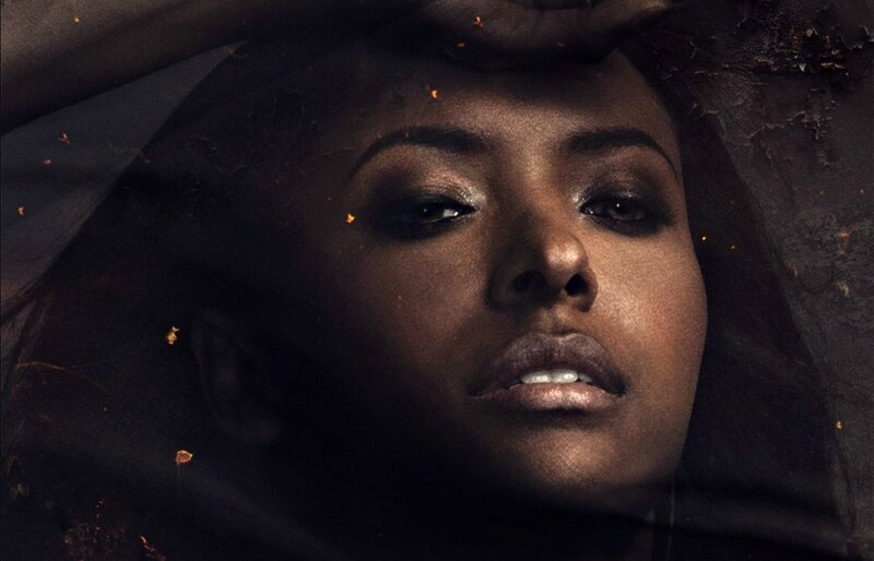 Woman with Dark Skin — Black, Dramatic, Photograph