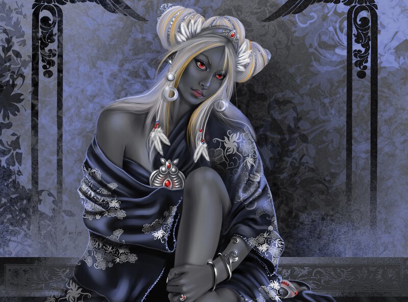 Woman with Dark Skin — Blue