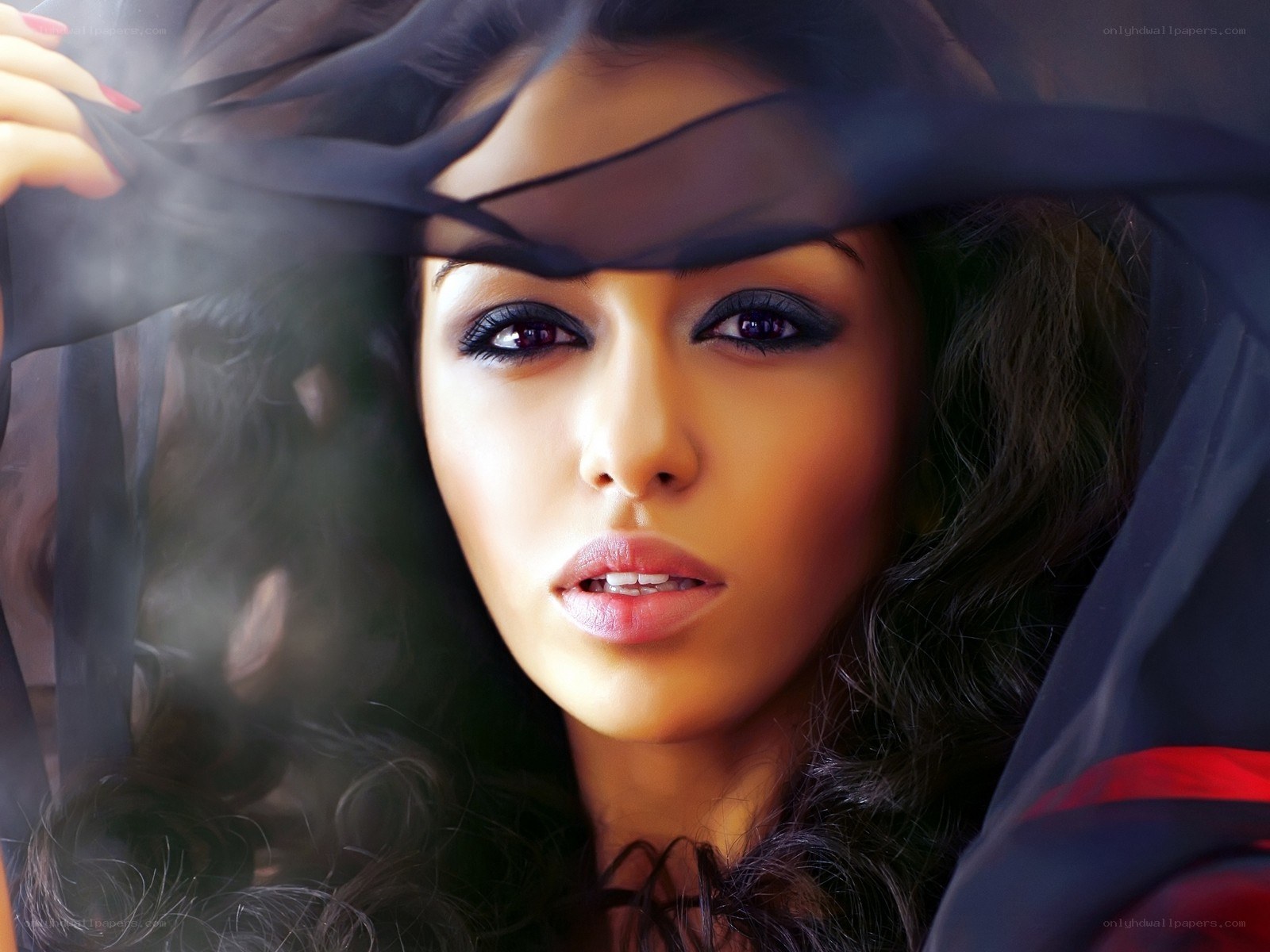 woman with dark veil