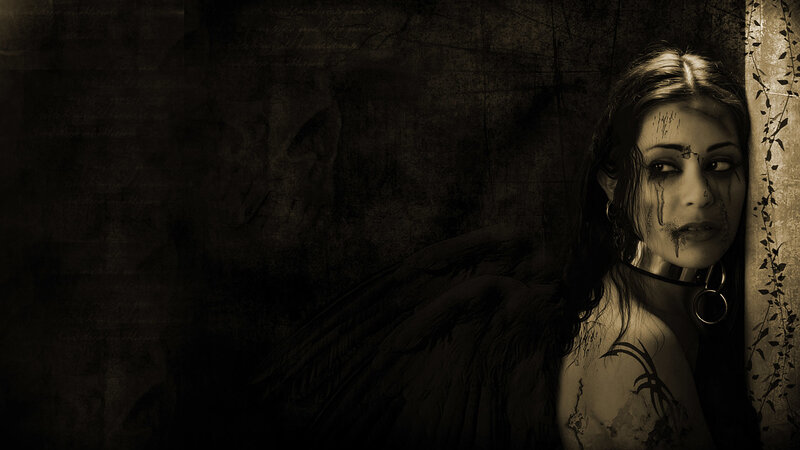 Woman with Dark Wings — Black, Digital Art