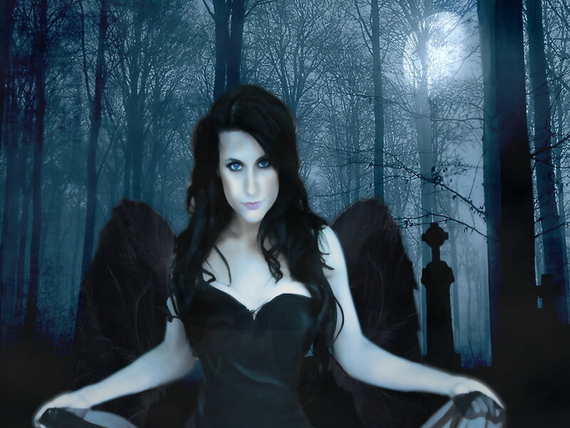 Woman with Dark Wings — Black, Night